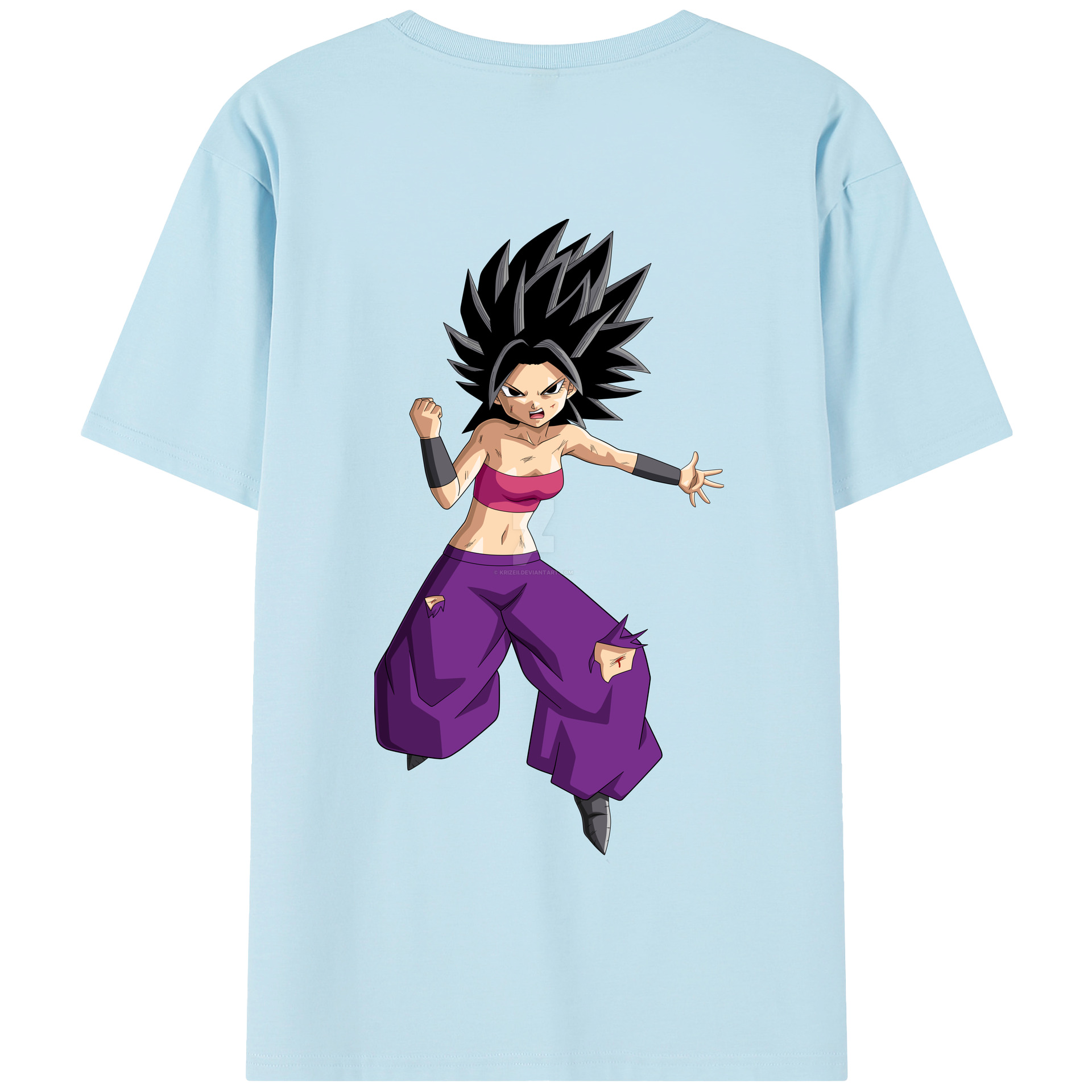 （画像用） ドラゴンボール カリフラ DRAGON BALL Caulifla 綿100％半袖Tシャツ（背面プリント）
